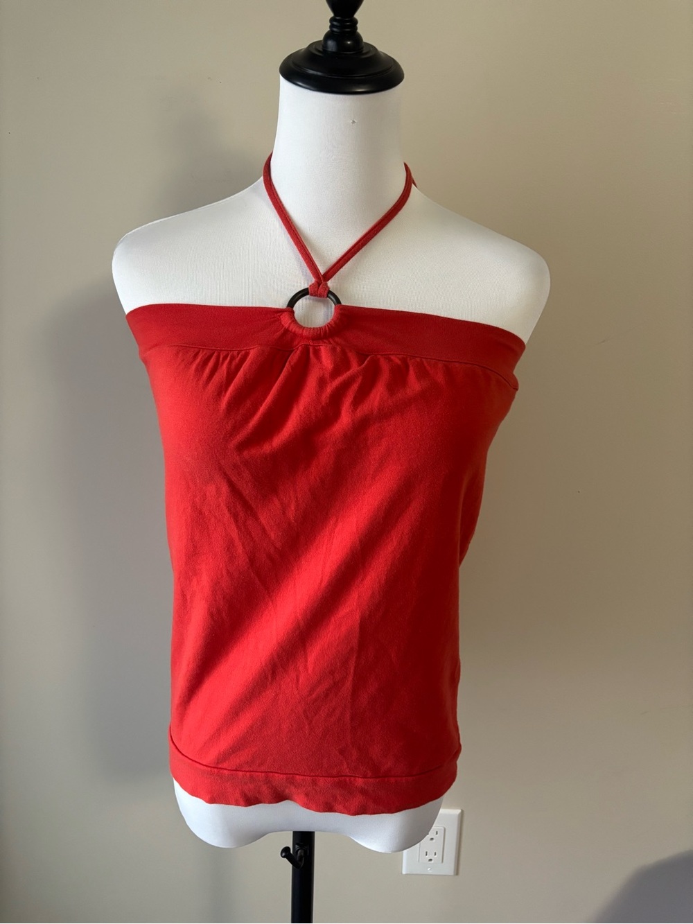 Moda International Vibrant Coral Halter Ring Tube Top